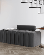Bloomart Veylo Modern Line Design Entryway Bench with Round Back Pillow