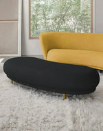 Bloomart Borzy Modern Curved Bench with Golden Metal Legs In Soft Fabric