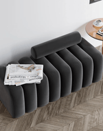Bloomart Veylo Modern Line Design Entryway Bench with Round Back Pillow