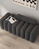 Bloomart Veylo Modern Line Design Entryway Bench with Round Back Pillow