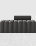 Bloomart Veylo Modern Line Design Entryway Bench with Round Back Pillow