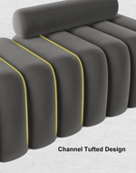 Bloomart Veylo Modern Line Design Entryway Bench with Round Back Pillow