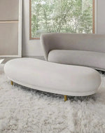 Bloomart Borzy Modern Curved Bench with Golden Metal Legs In Soft Fabric