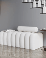 Bloomart Veylo Modern Line Design Entryway Bench with Round Back Pillow
