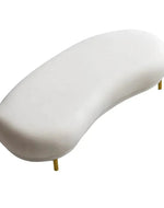 Bloomart Borzy Modern Curved Bench with Golden Metal Legs In Soft Fabric