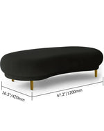 Bloomart Borzy Modern Curved Bench with Golden Metal Legs In Soft Fabric