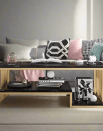 Bloomart Eclavon Stylish Zigzag Design Rectangular Coffee Table with Marble-Like Finish Modern & Elegant for Living Room Décor