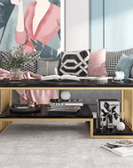 Bloomart Eclavon Stylish Zigzag Design Rectangular Coffee Table with Marble-Like Finish Modern & Elegant for Living Room Décor