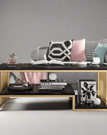 Bloomart Eclavon Stylish Zigzag Design Rectangular Coffee Table with Marble-Like Finish Modern & Elegant for Living Room Décor