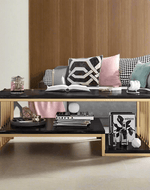Bloomart Eclavon Stylish Zigzag Design Rectangular Coffee Table with Marble-Like Finish Modern & Elegant for Living Room Décor