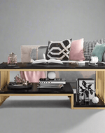 Bloomart Eclavon Stylish Zigzag Design Rectangular Coffee Table with Marble-Like Finish Modern & Elegant for Living Room Décor