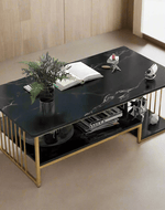 Bloomart Eclavon Stylish Zigzag Design Rectangular Coffee Table with Marble-Like Finish Modern & Elegant for Living Room Décor