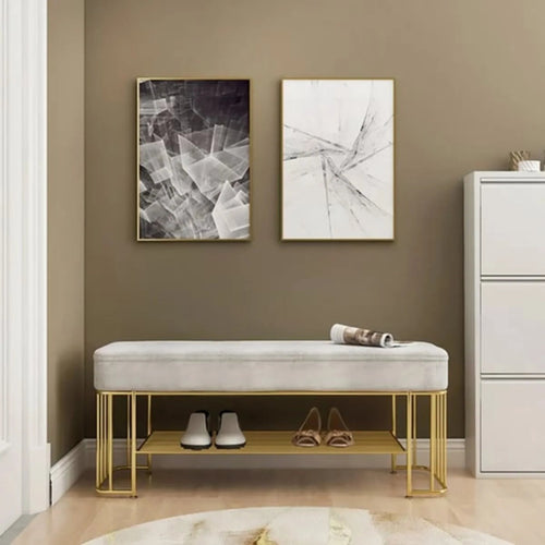Morgan Stanley Solid Metal Shoe Rack in Golden Finish.