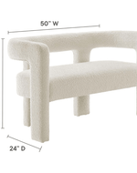 Bloomart Effie Entryway Curved Soft Boucle Modern Loveseat Bench