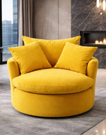 Bloomart Luxury Round Accent Sofa Chair in Premium Fabric – Modern Curved Lounge Armchair