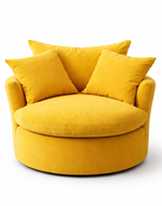 Bloomart Luxury Round Accent Sofa Chair in Premium Fabric – Modern Curved Lounge Armchair