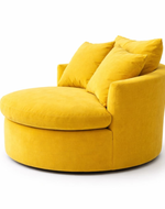 Bloomart Luxury Round Accent Sofa Chair in Premium Fabric – Modern Curved Lounge Armchair