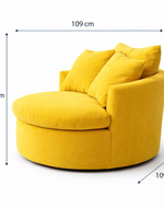 Bloomart Luxury Round Accent Sofa Chair in Premium Fabric – Modern Curved Lounge Armchair