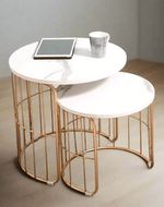 Bloomart Rxuro Modern Stylish Look Metal Base Marble Finish Laminated Top Round Coffee Table ( Set of 2 )