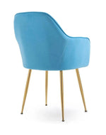 Wooden Twist Bonzer Velvet Fabric Modern Cafe Dining Chair with Metal Legs Stylish Seating for Kitchen and Dining Room