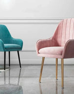 Wooden Twist Bonzer Velvet Fabric Modern Cafe Dining Chair with Metal Legs Stylish Seating for Kitchen and Dining Room