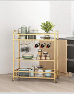 Clinton Solid Metal Two-Teir Glass Bar Cart Trolley
