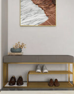 Austin Grey Cushion Solid Metal Rectangular Shoe Rack