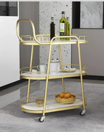 Darcy Elegant Solid Metal Three Tier Bar Cart Trolley