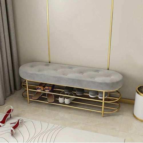 Carina Circular Solid Metal Shoe Rack in Golden Finish.