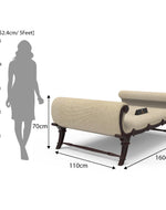 Cama Teak Wood Carved Royal Diwan (Walnut Finish)