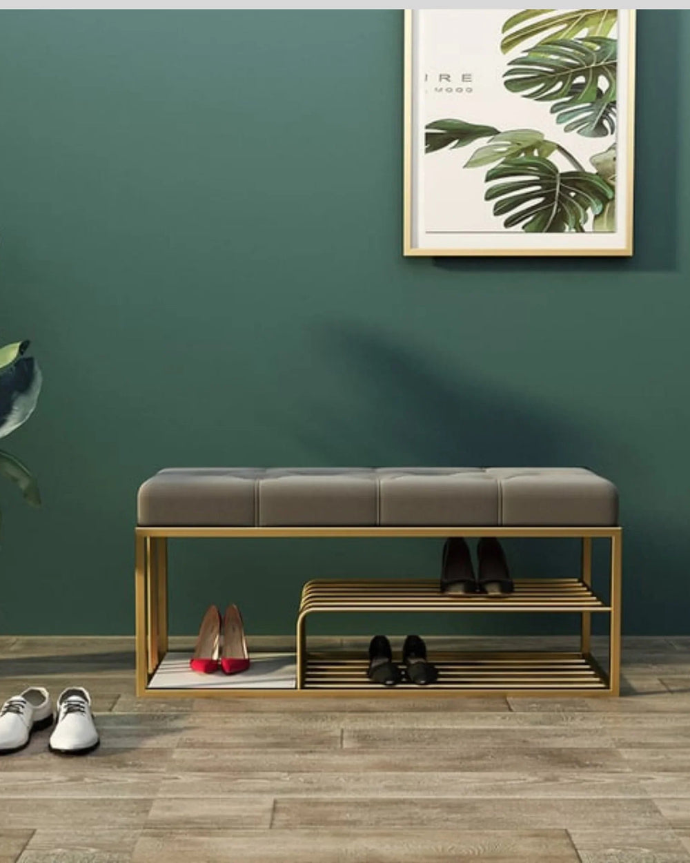 Austin Grey Cushion Solid Metal Rectangular Shoe Rack