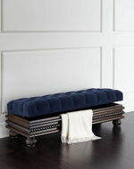 Carved Teak Wood Upholstered Flip top Storage Bench - Bloomart