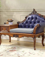 Luxury Antique Hand Carved Chaise Lounge Coffee And Phone Table With Storage