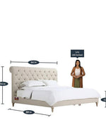 Wingback Headboard Queen Size Upholstered Panel Bed Frame for Bedroom