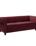 Designer Velvet Rolled Arm Chesterfield Sofa (3 Seater)