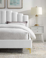 Bloomart Olivia Glam Velvet Upholstery Rectangular Bed Modern Luxury Bed Frame with Stylish Design