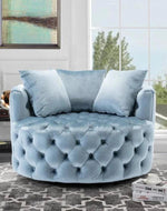 Bloomart Barrel Button Tufted Design Modern Round Sofa Cuddle Chair For Living Room with 3 Pillows