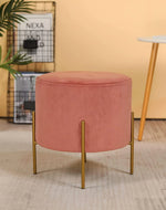 Bloomart Luxury Velvet Round Foot Stool Ottoman Pouf - Plush and Stylish Home Decor Accent