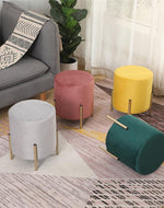 Bloomart Luxury Velvet Round Foot Stool Ottoman Pouf - Plush and Stylish Home Decor Accent