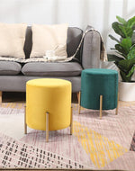 Bloomart Luxury Velvet Round Foot Stool Ottoman Pouf - Plush and Stylish Home Decor Accent