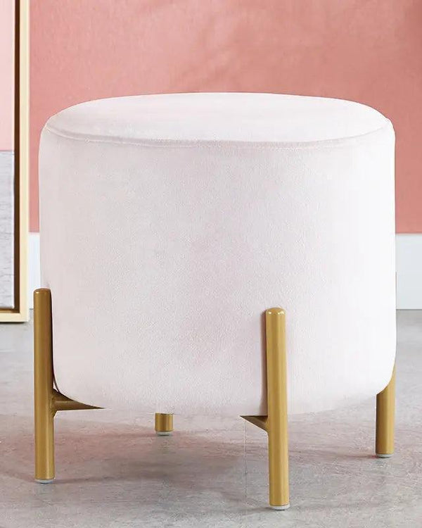 Bloomart Luxury Velvet Round Foot Stool Ottoman Pouf - Plush and Stylish Home Decor Accent