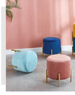 Bloomart Luxury Velvet Round Foot Stool Ottoman Pouf - Plush and Stylish Home Decor Accent