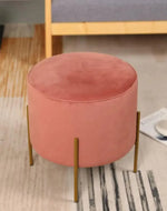 Bloomart Luxury Velvet Round Foot Stool Ottoman Pouf - Plush and Stylish Home Decor Accent