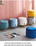 Bloomart Luxury Velvet Round Foot Stool Ottoman Pouf - Plush and Stylish Home Decor Accent