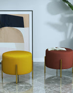 Bloomart Luxury Velvet Round Foot Stool Ottoman Pouf - Plush and Stylish Home Decor Accent