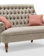 Premium Compact 2 Seater Sofa With Legs In Teak Finish With Cushions - Bloomart