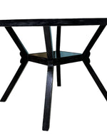 Modern Virtue Tufted Teak Wood Rust Finish 4 Seater Round Dining Table Set