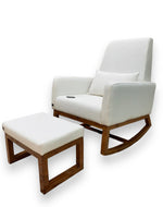 Bloomart Boucle Fabric Comfortable Cushion Nursery Rocking Chair with Ottoman