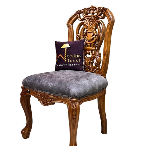 Wooden Twist Bartelso DesignerBack Hand Carved Teak Wood Dining Chair
