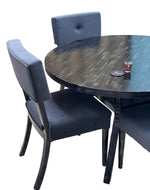 Modern Virtue Tufted Teak Wood Rust Finish 4 Seater Round Dining Table Set